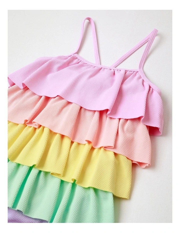 Tiered Ruffle On Piece Bather in Rainbow image 4