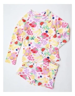 Long Sleeve Rashvest and Short Set in Multicolour