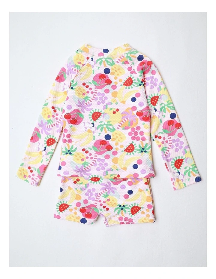 Long Sleeve Rashvest and Short Set in Multicolour image 3