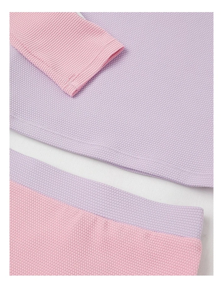Long Sleeve Rash Vest And Shortie Set in Daisy/Lilac & Pink Splice image 2