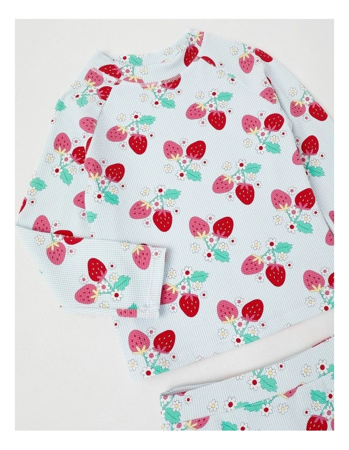 Long Sleeve Rash Vest And Shortie Set in Berry Vines in Light Blue image 2