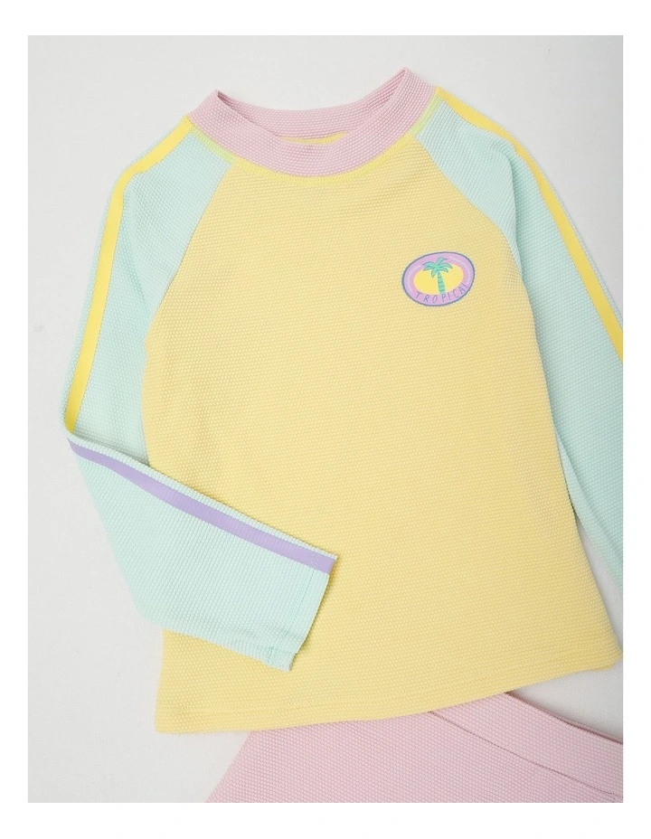 Long Sleeve Rashvest & Shortie Set in Yellow/Multi Pastel image 2