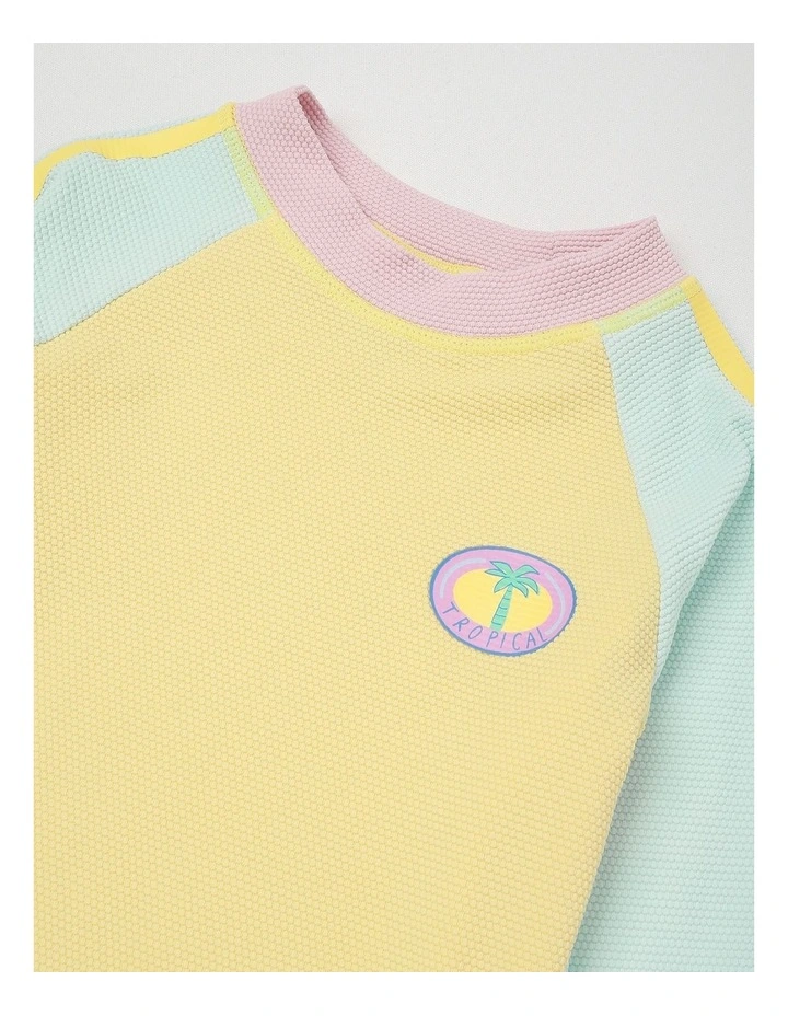 Long Sleeve Rashvest & Shortie Set in Yellow/Multi Pastel image 4