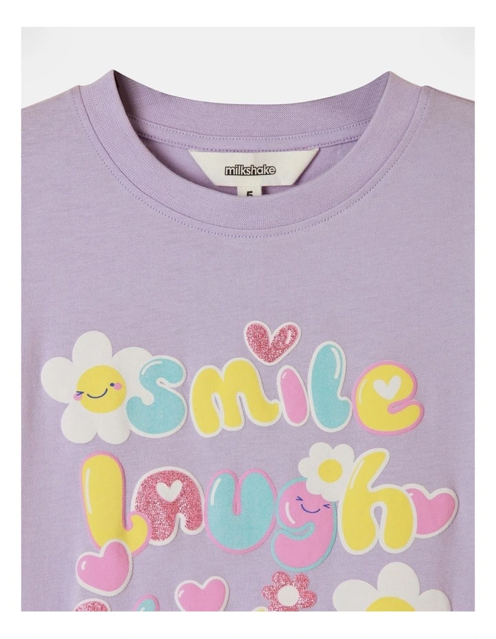 Essential Smile Lauh Shine Puff Print Tee in Lilac image 2
