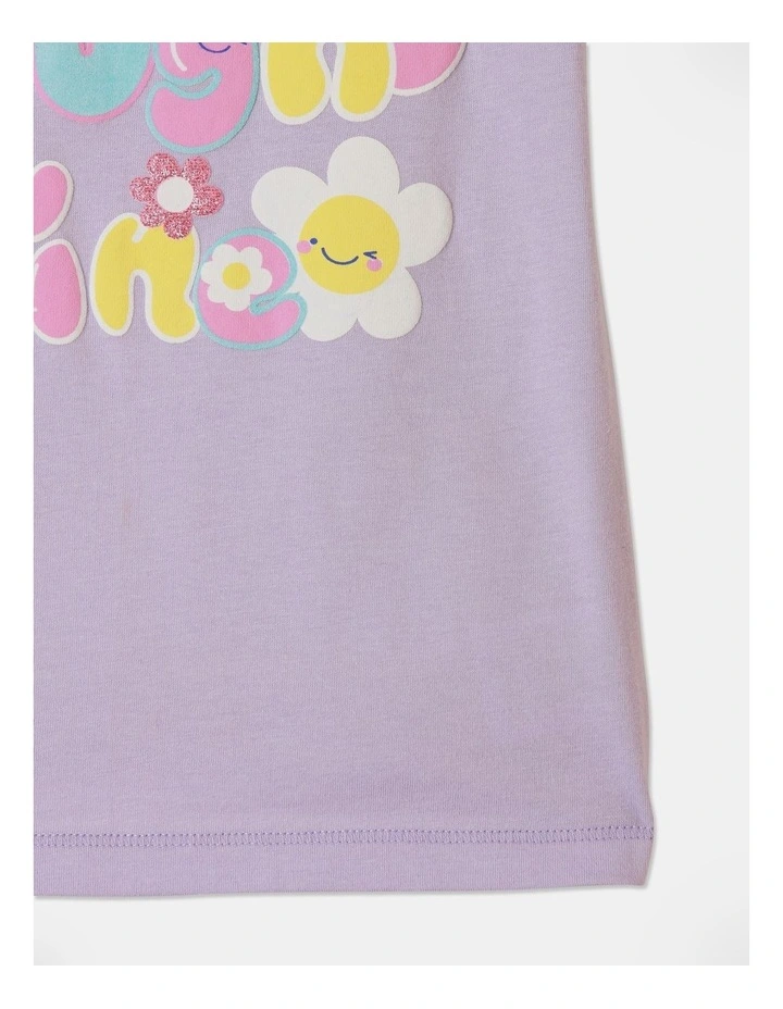 Essential Smile Lauh Shine Puff Print Tee in Lilac image 3