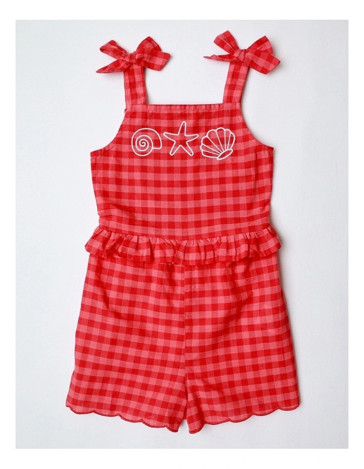 Gingham Playsuit in Red image 1
