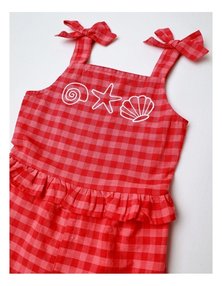 Gingham Playsuit in Red image 2