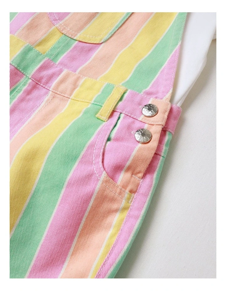 Rainbow Stripe Dungeree with Tee in Rainbow image 2