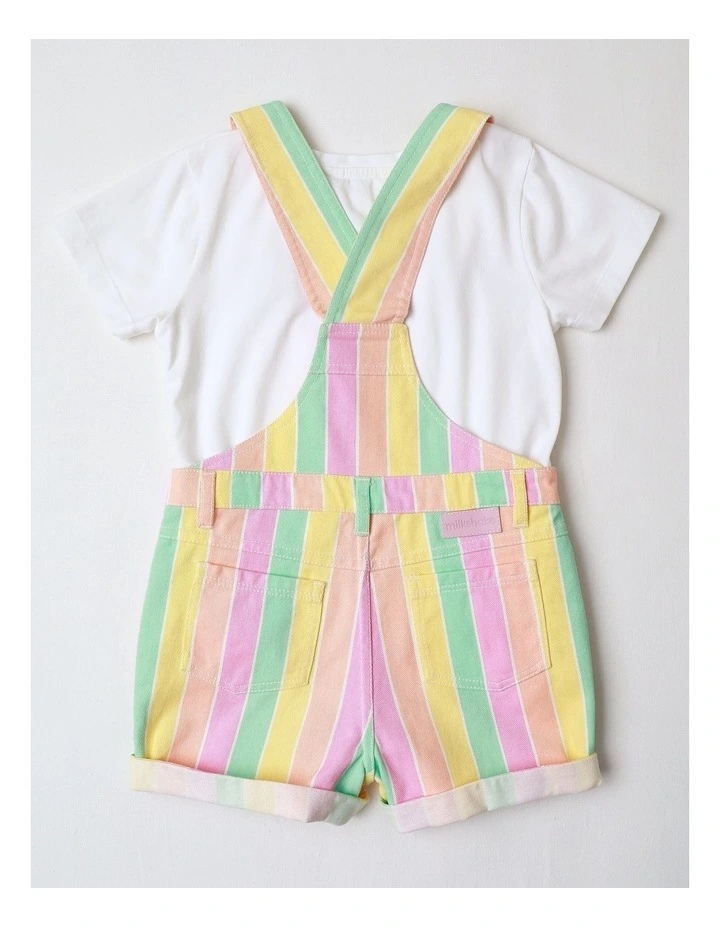 Rainbow Stripe Dungeree with Tee in Rainbow image 4