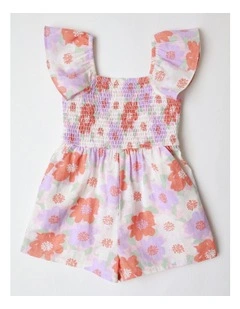 Flounce Sleeve Playsuit in Lilac