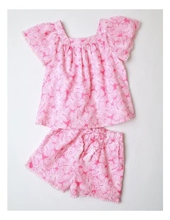 Matching Set With Pom Pom Trim in Pink