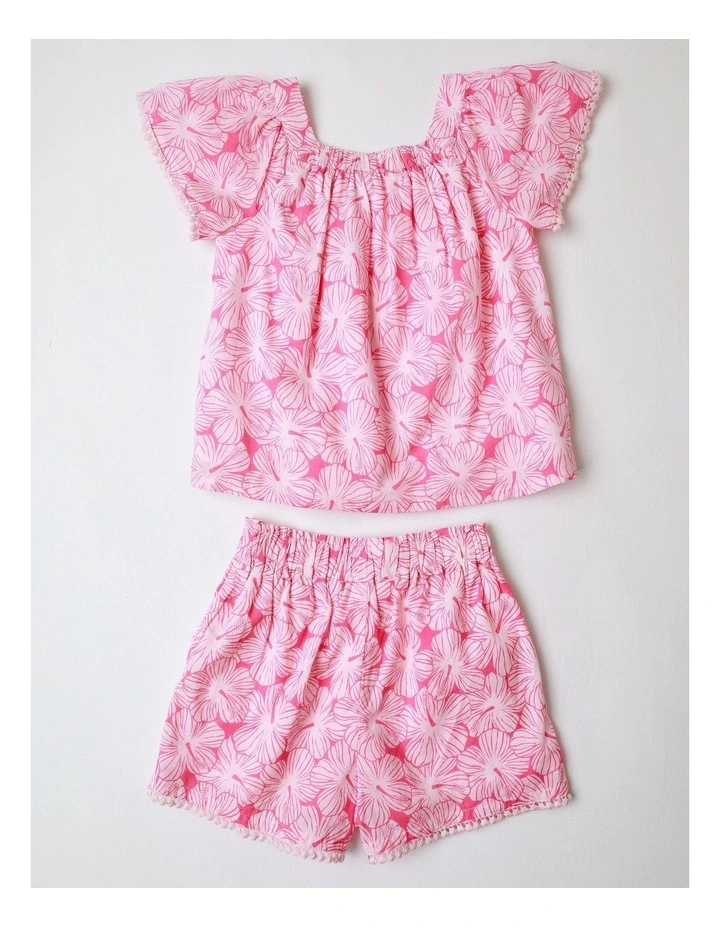 Matching Set With Pom Pom Trim in Pink image 3