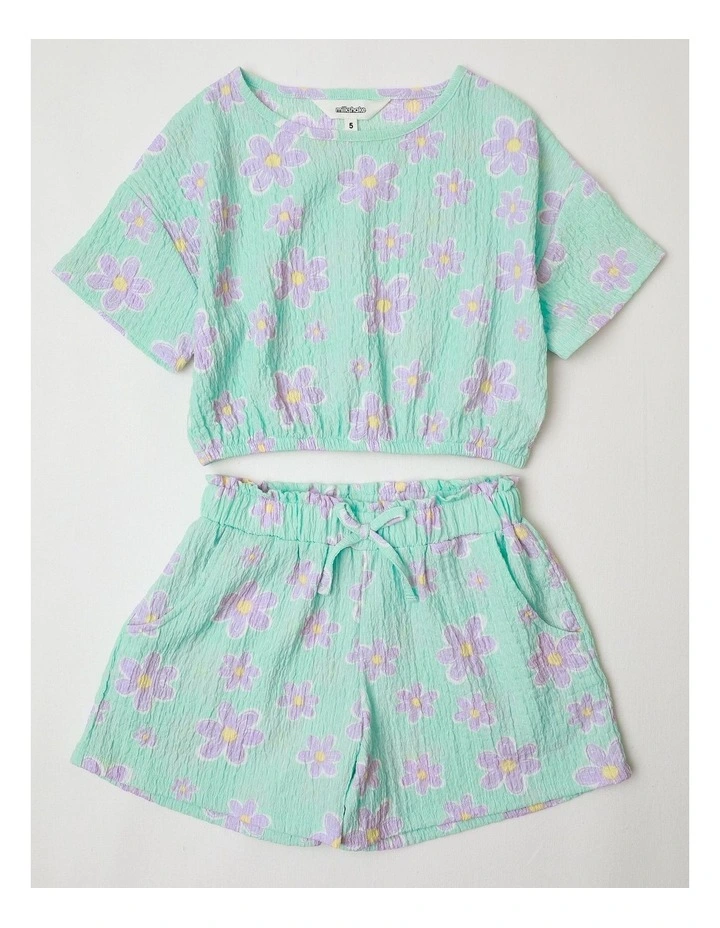 Textured Knit Top And Bottom Set in Green image 1