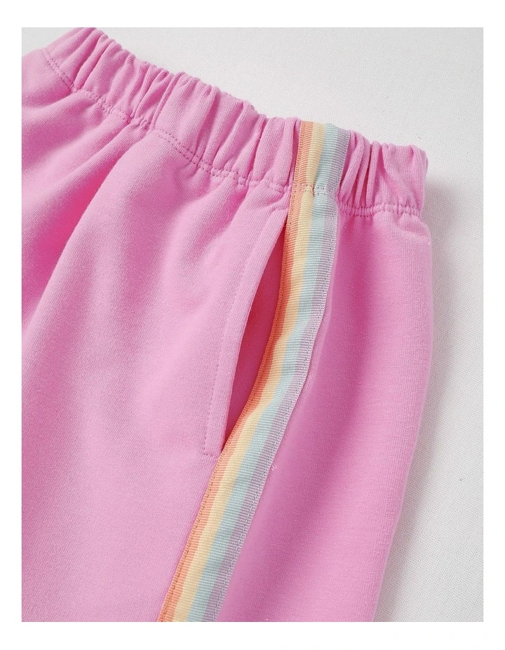 Long Sleeve Sweat Top & Short Set in Pink Stripe image 6
