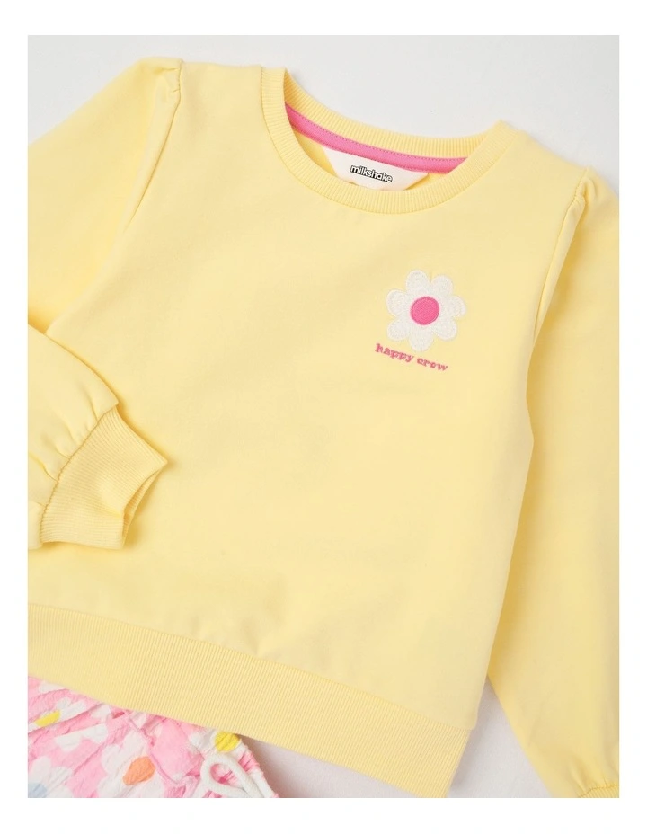 Long Sleeve Sweat Top & Pant Set in Yellow/ Daisy image 2