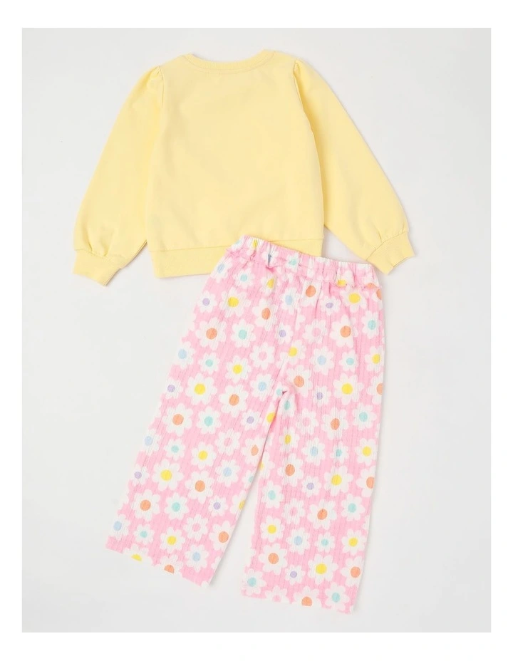 Long Sleeve Sweat Top & Pant Set in Yellow/ Daisy image 3