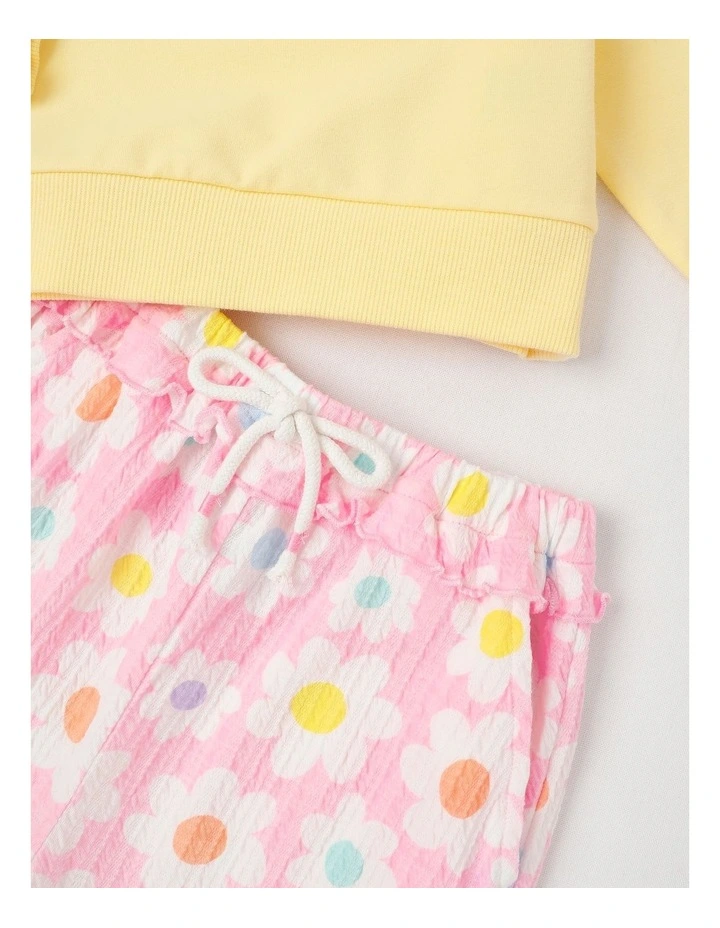 Long Sleeve Sweat Top & Pant Set in Yellow/ Daisy image 5