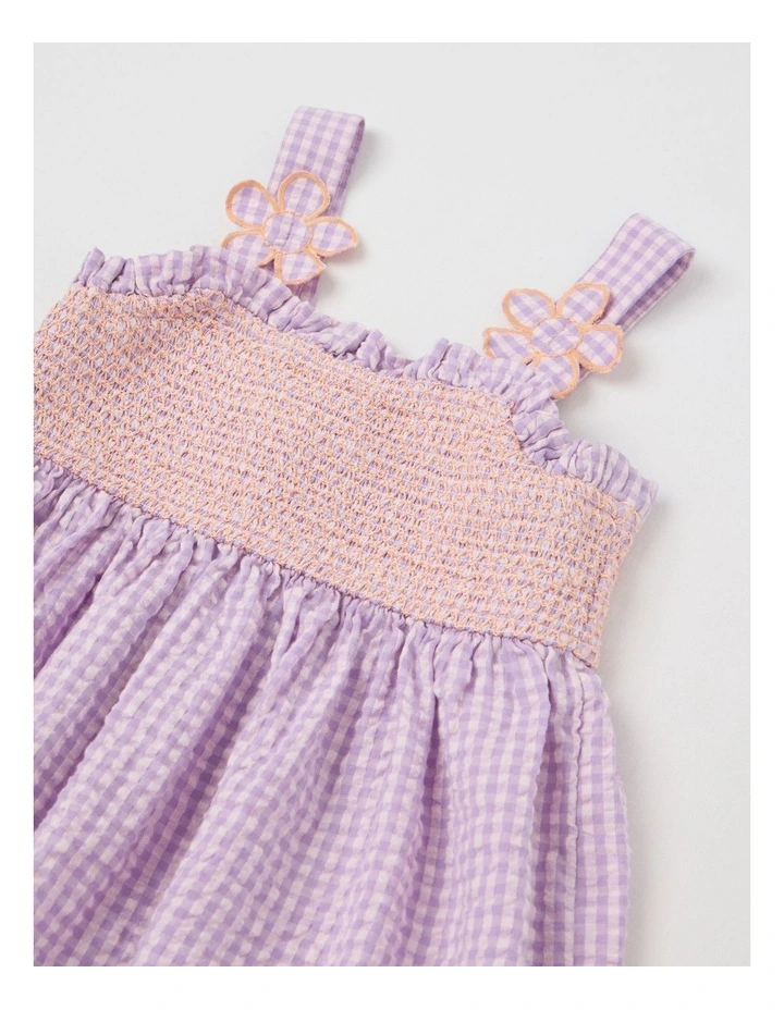 Seersucker Top & Pant Set in Purple Gingham image 2