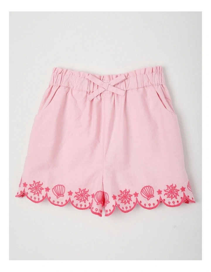 Top & Short Set W/ Broiderie Embroidery Scallop Edge in Light Pink image 4