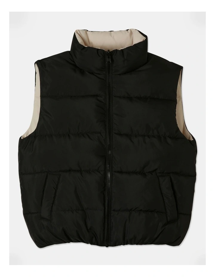Reversible Puffer Vest in Black image 1
