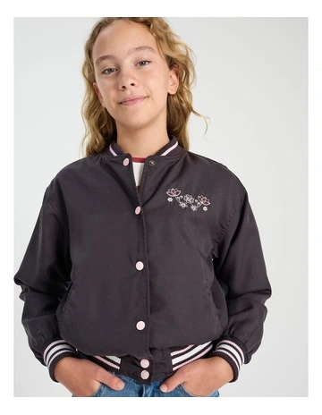 Woven Bomber Jacket in Black