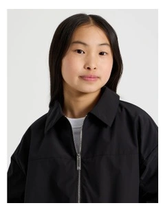 Bubble Hem Bomber Jacket in Black