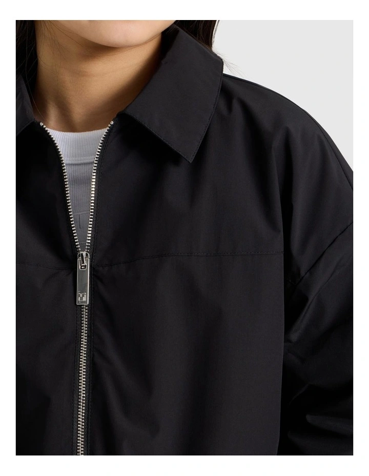 Bubble Hem Bomber Jacket in Black image 4
