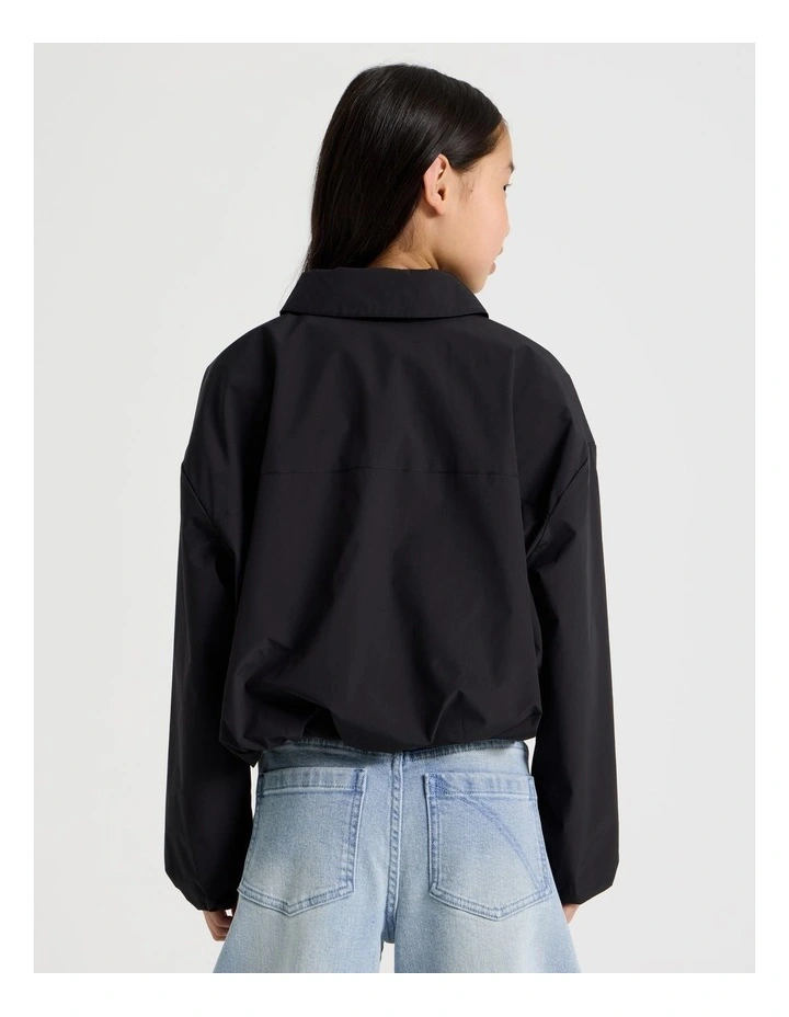 Bubble Hem Bomber Jacket in Black image 5