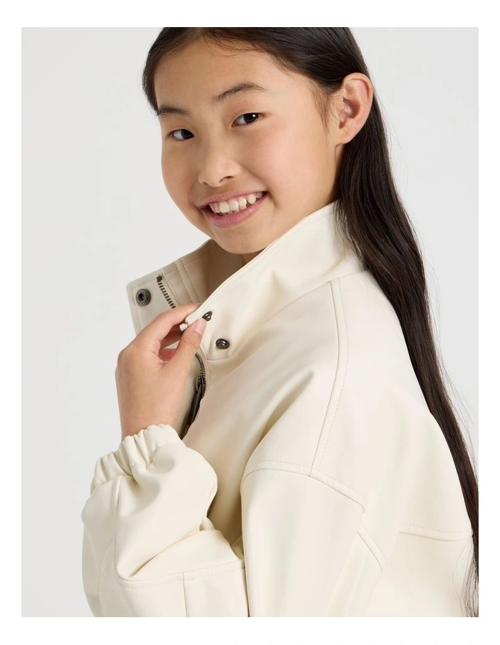 PU Bomber Jacket in Ecru image 6