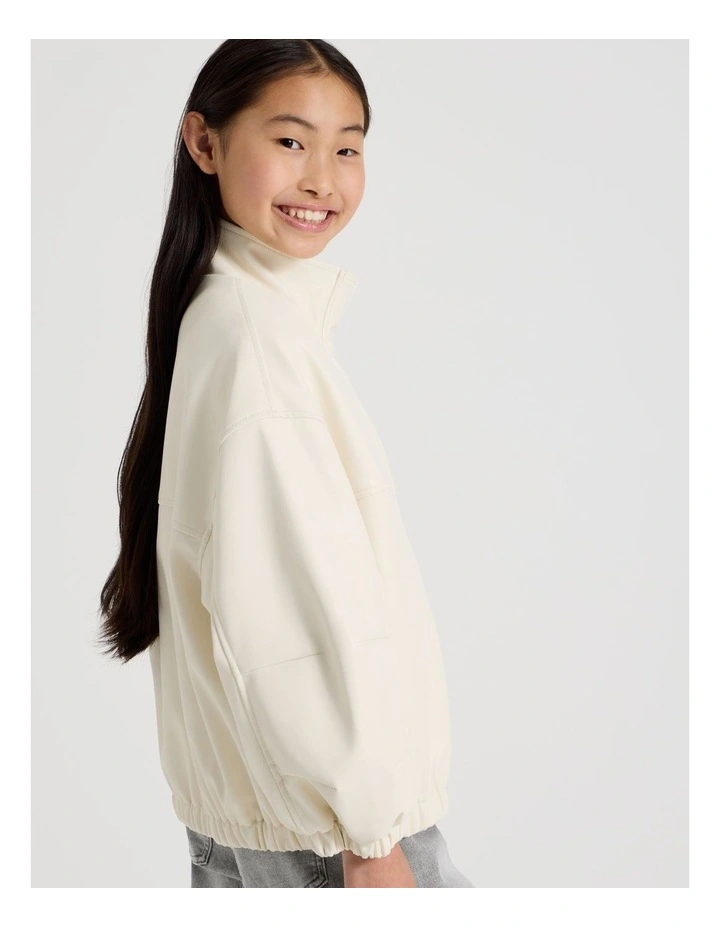 PU Bomber Jacket in Ecru image 7