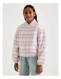 Check Bomber Jacket in Pink