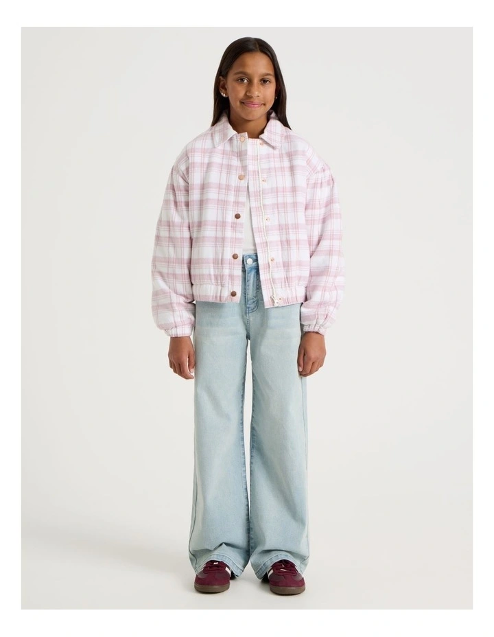 Check Bomber Jacket in Pink image 2