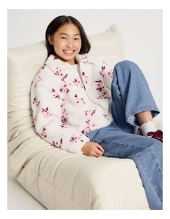 Sherpa Jacket with Embroidery in White