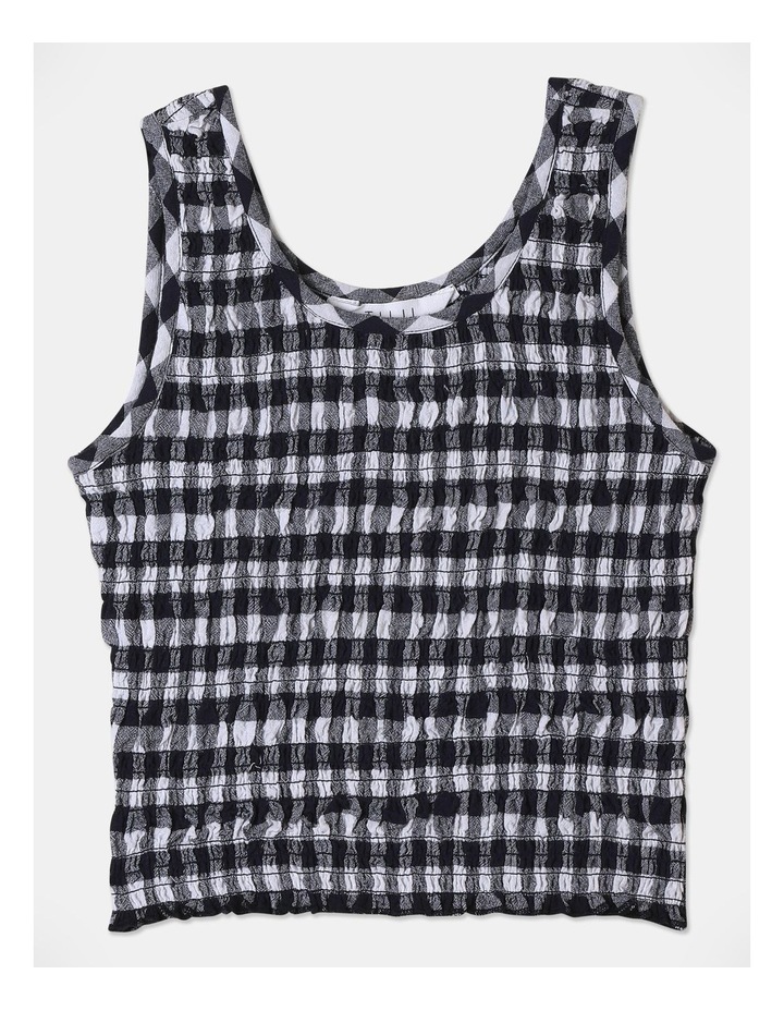 Linen Shirred Singlet in Navy