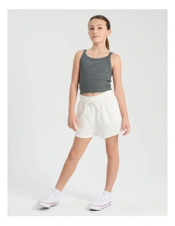 Essentials Rib Cami Singlet in Steel