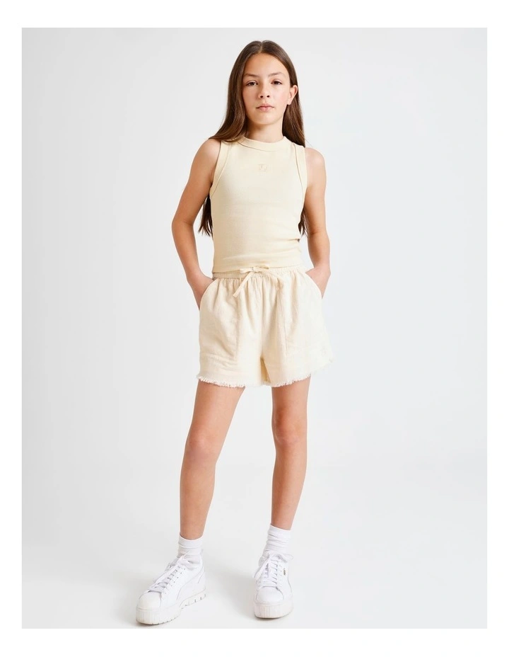 Essentials Rib Racer Singlet in Ecru image 4