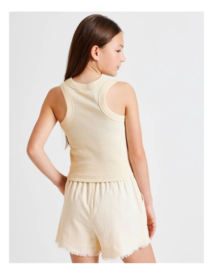 Essentials Rib Racer Singlet in Ecru image 5