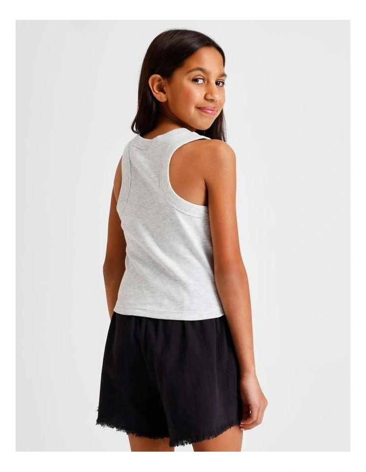 Essentials Rib Racer Back Singlet in Grey Marle image 6