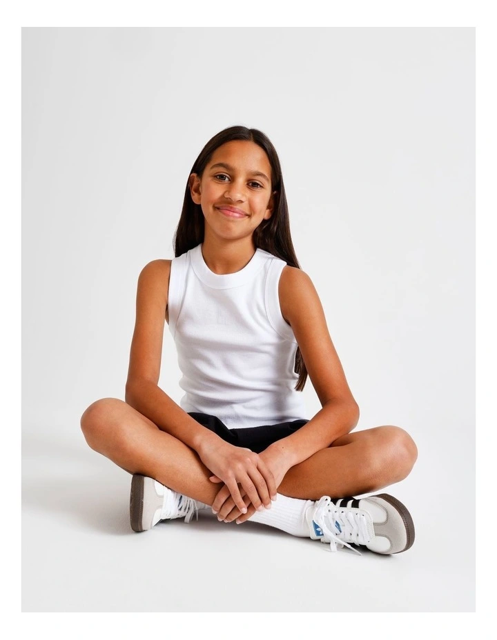 Essentials Rib Racer Back Singlet in White image 3