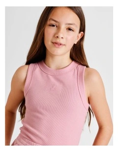 Essentials Rib Racer Back Singlet in Dusty Pink