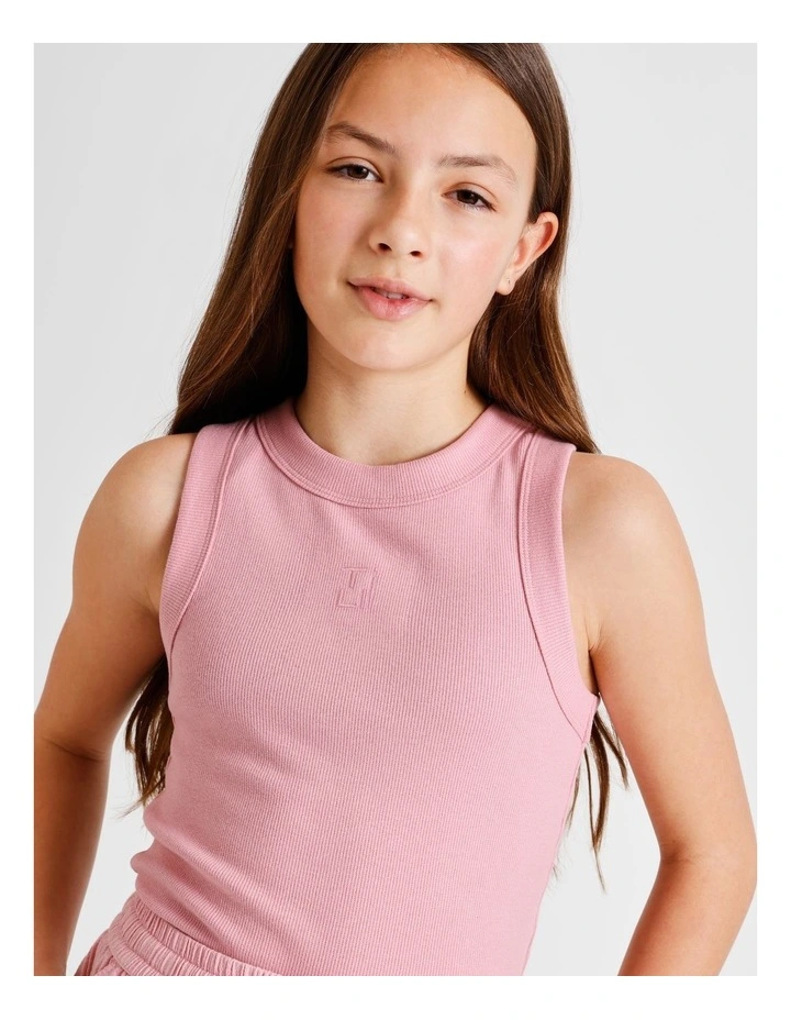 Essentials Rib Racer Back Singlet in Dusty Pink image 1