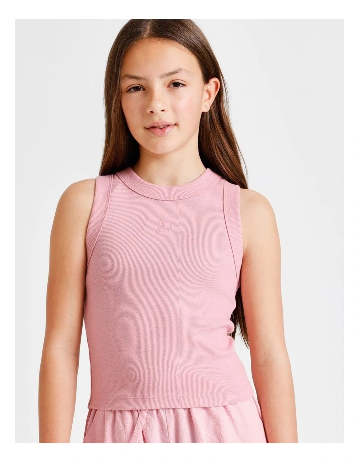 Essentials Rib Racer Back Singlet in Dusty Pink image 2