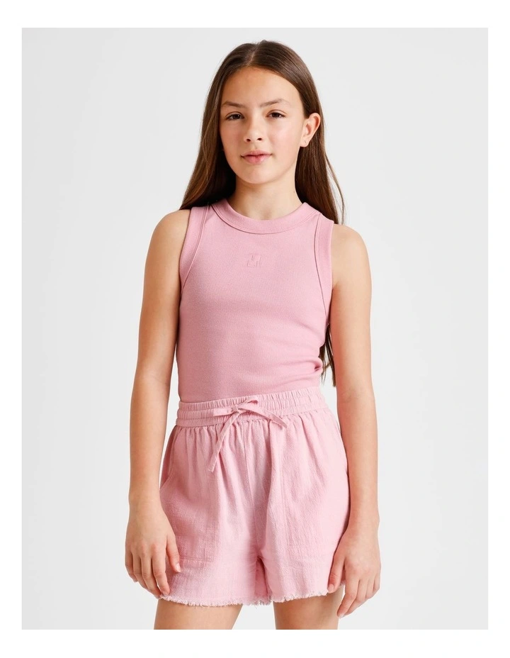 Essentials Rib Racer Back Singlet in Dusty Pink image 3