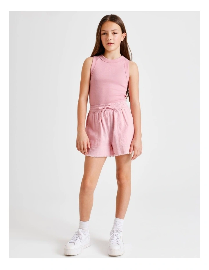 Essentials Rib Racer Back Singlet in Dusty Pink image 4