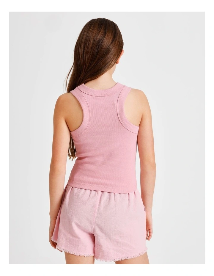 Essentials Rib Racer Back Singlet in Dusty Pink image 6