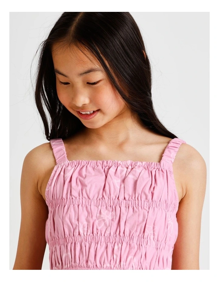 Sleeeless Poplin Shirred Peplum Singlet in Floral and Dusty Pink image 4