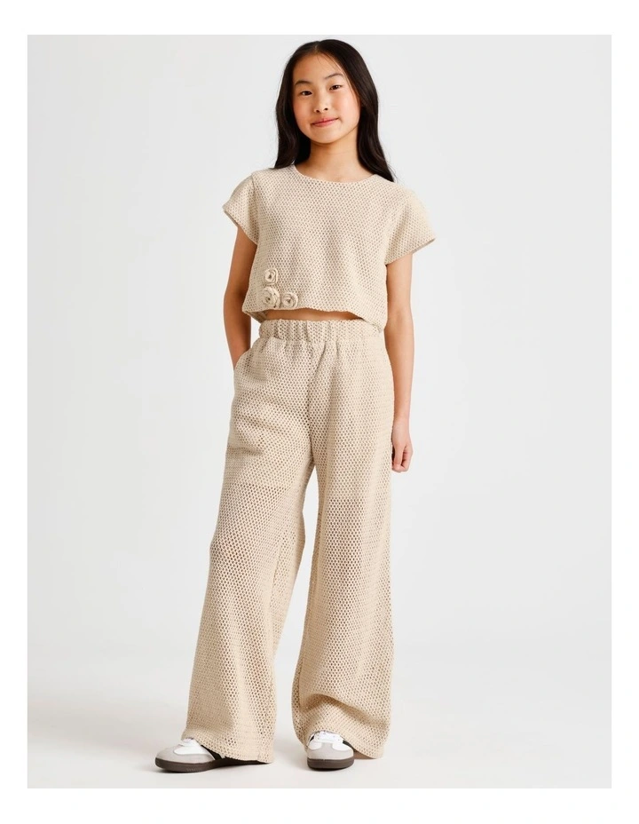 Crochet One Shoulder Singlet in Natural image 2