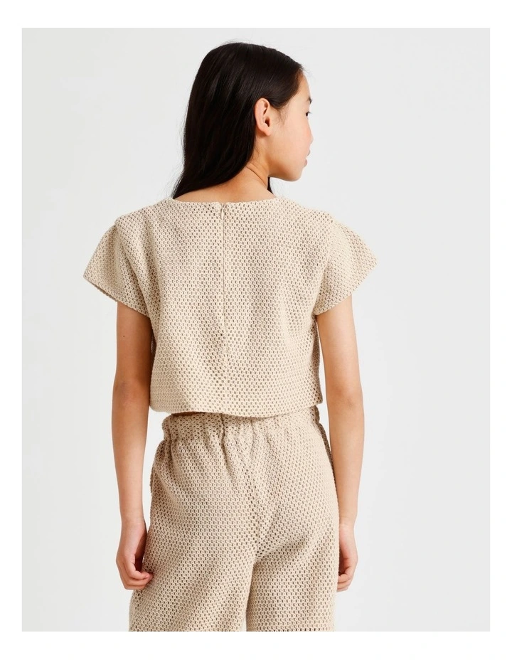 Crochet One Shoulder Singlet in Natural image 5