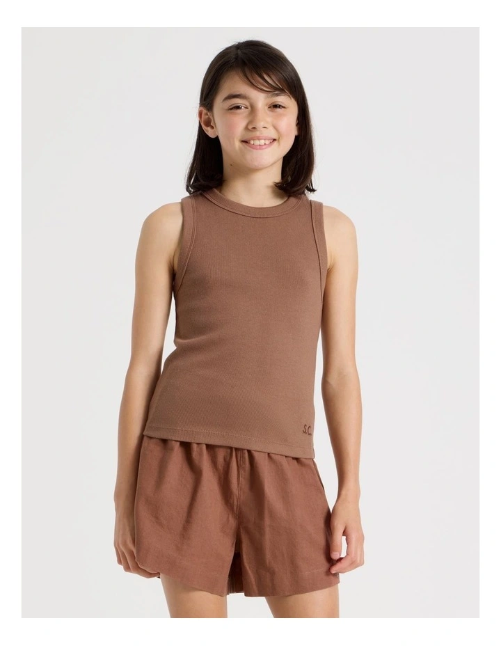 Sunday Club Basic Rib Tank in Brown image 2