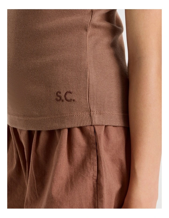 Sunday Club Basic Rib Tank in Brown image 3